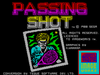 Passing Shot title screen for ZX Spectrum